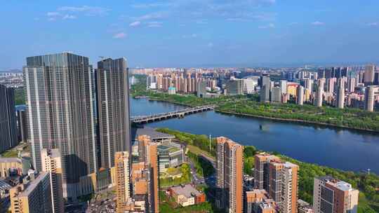 中国辽宁沈阳浑河两岸城市风光