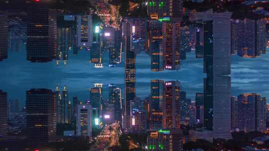 4K- 夜景镜像城市