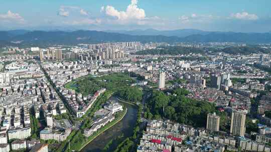 航拍江西萍乡城市天际线萍乡大景