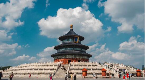北京天坛公园祈年殿城市建筑风光延时拍摄