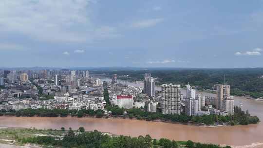 航拍四川乐山城市建设乐山大景