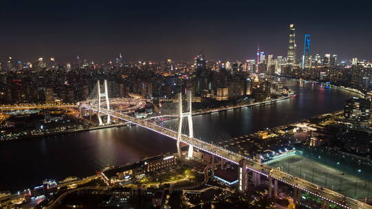 上海南浦大桥交通车流-悟2航拍