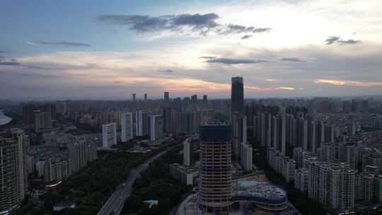 江西赣州城市晚霞夕阳西下晚霞航拍