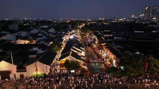 苏州古城山塘街夜景（航拍运镜）