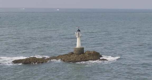 青岛航拍大海灯塔天空海岸