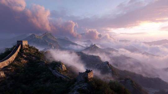 古长城万里长城航拍云海长城日出长城云雾