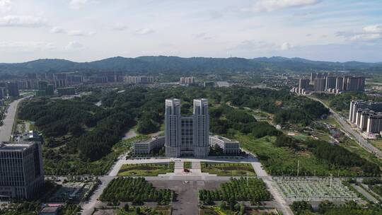 航拍城市建筑高楼交通桥梁地标风景