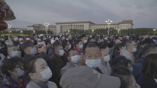 北京天安门广场人群-口罩疫情