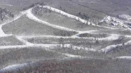 航拍吉林省长白山国际滑雪场冬季风光