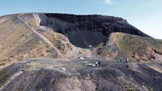 内蒙乌兰察布活火山焦糊航拍视频