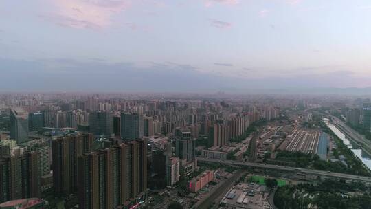 4K航拍北京CBD晚霞雾霾城市高楼朝阳区视频素材模板下载