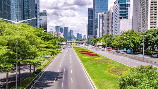 深圳_深南大道_道路交通_航拍延时006