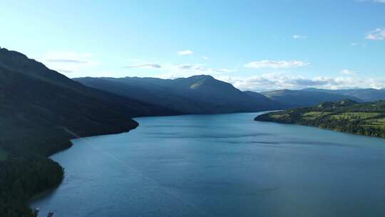森林阳光树林山川河流自然风光航拍中国风景