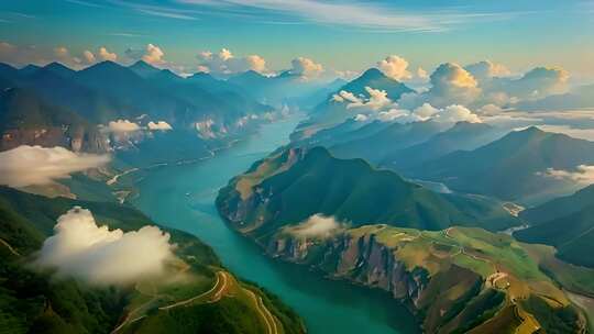 长江河流山川山脉风景