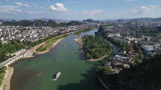 桂林漓江山水甲天下秀峰区城市航拍风光