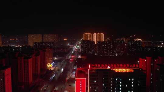 航拍 城市夜景 烟花 城市烟花 春节 夜晚