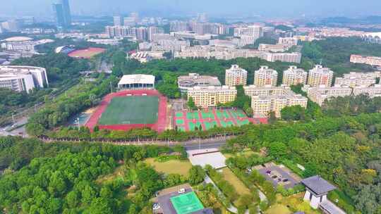 华南师范大学广州校区航拍大学城校园风景风