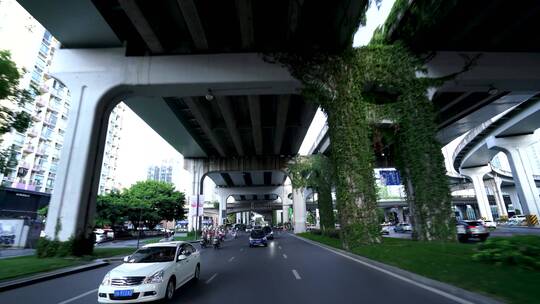 成都市区道路交通高架实拍素材