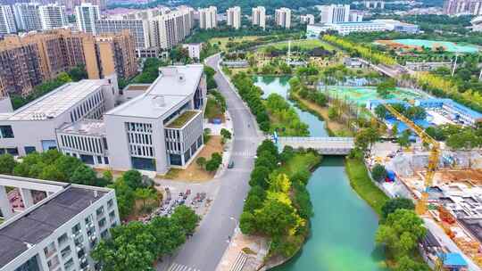 中南大学新校区校园风景航拍湖南长沙岳麓区