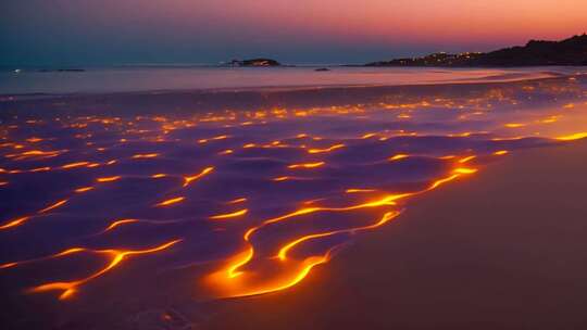 海边荧光海夜景