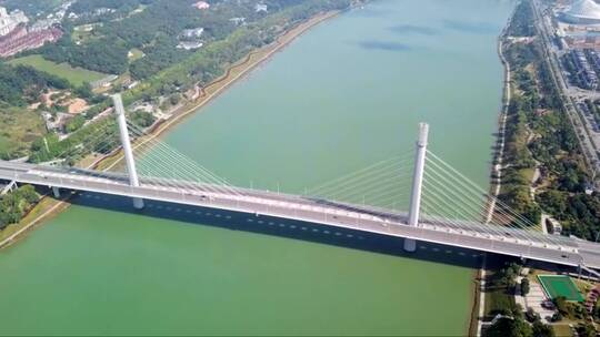 广西南宁五象大桥的航拍视频视频素材模板下载