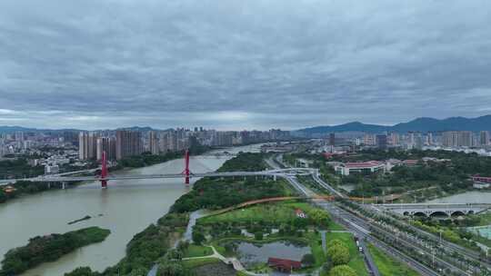 漳州航拍城市建筑风光九龙江西溪两岸经济