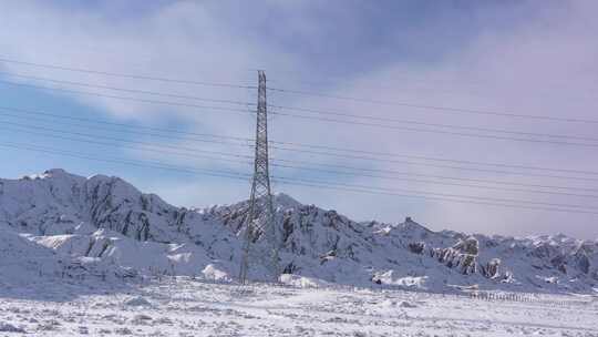 山区雪地高压线塔合集