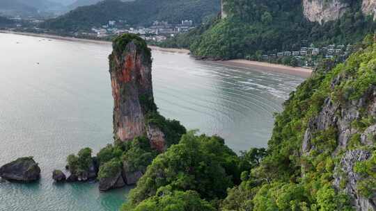 泰国甲米莱雷海滩海岛沙滩航拍自然风光