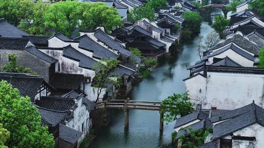 江南水乡古镇俯瞰景观
