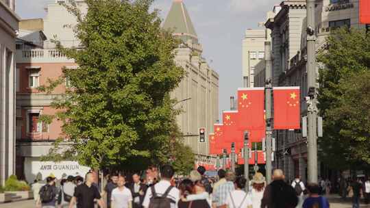 上海外滩南京东路国庆节人流