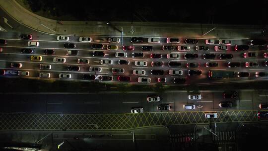 城市夜晚交通动态航拍