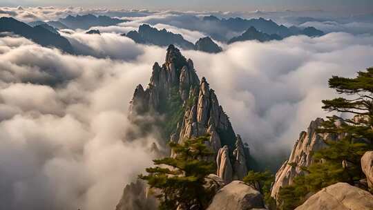 黄山云海壮丽山景