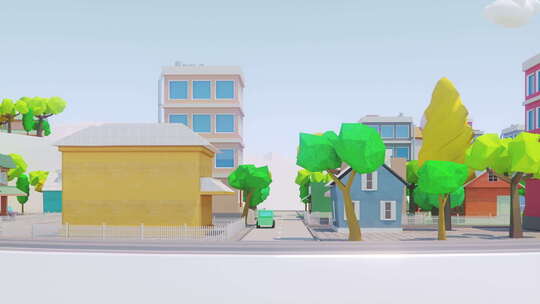 卡通城市低聚3D演练视频素材模板下载