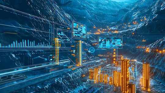 未来矿山科技融合 自然景观工业发展数字模