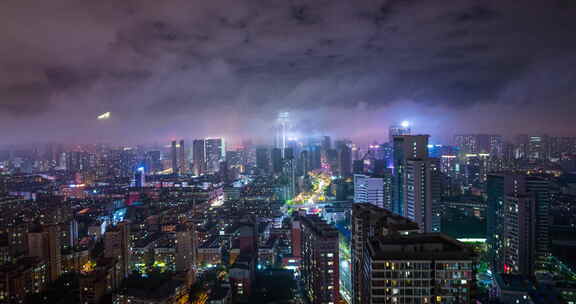 沈阳73年以来最强降雨过后的平流雾夜空