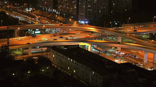 中国北京大郊亭桥夜景车流风光