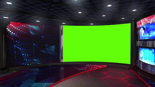 3D虚拟直播间新闻演播室主持人解说三维场景