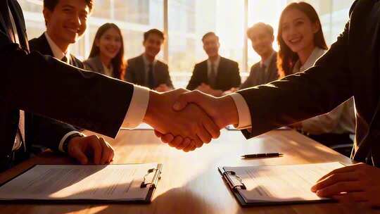 商务洽谈合作 签约成功 商务人士