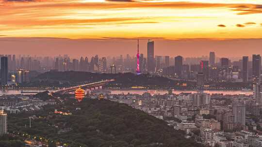 4K城市风光延时 武汉绝美日落夕阳天际线