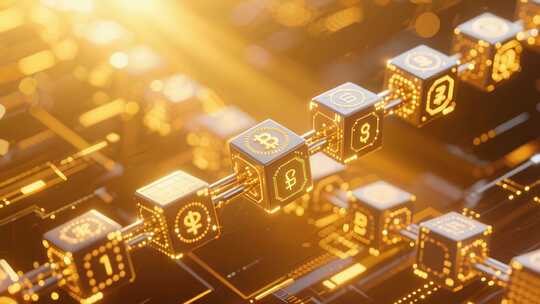 科技感金融区块链3D场景