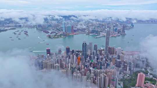 香港太平山航拍中环航拍视频素材模板下载