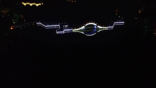 航拍湖北黄冈黄州区夜景视频素材模板下载