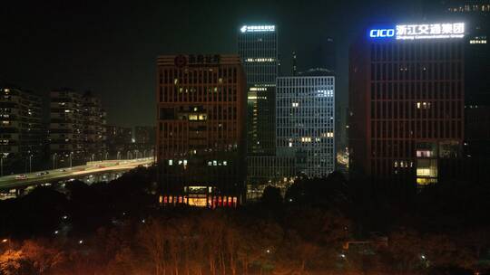 杭州CBD夜景航拍