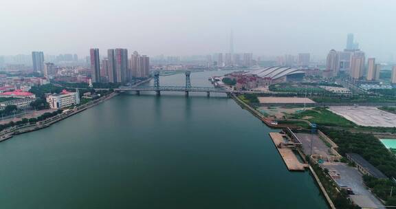 天津塘沽海门大桥航拍风景