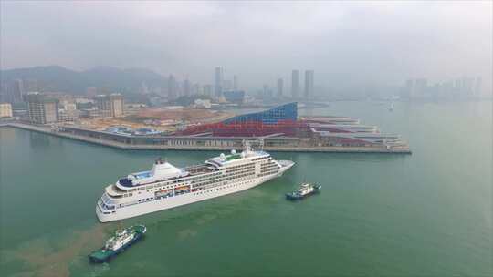 深圳蛇口邮轮航拍11个片段视频素材模板下载