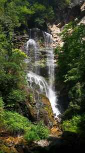 竖版航拍风景湖北神农架5A景区天生桥