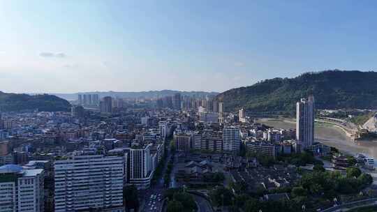 航拍四川宜宾建设宜宾城市风光