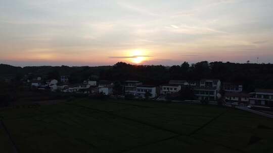 乡村落日航拍素材