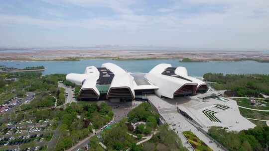 天津生态城国家海洋博物馆城市建筑风光航拍