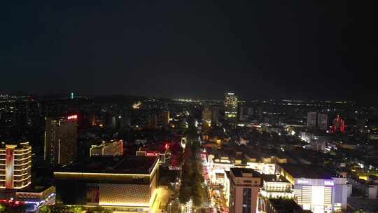 航拍淄博城市夜景